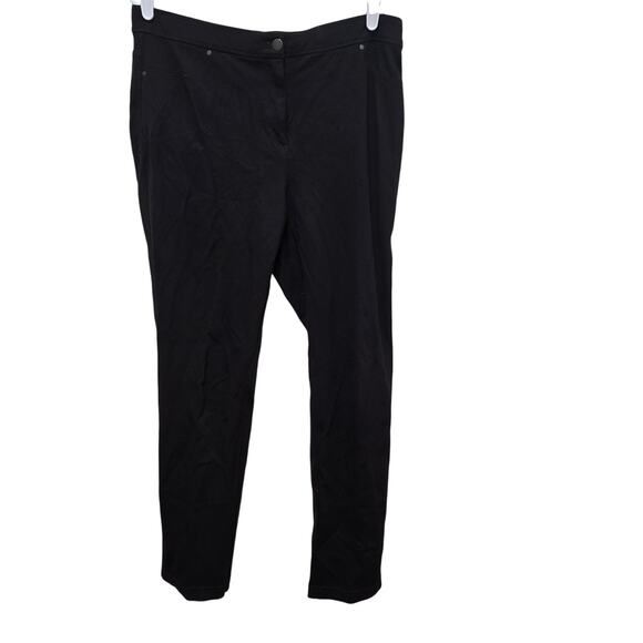Chico’s Ponte Work Pants Size 10 1.5 Black Brown Career Trousers - Picture 1 of 8